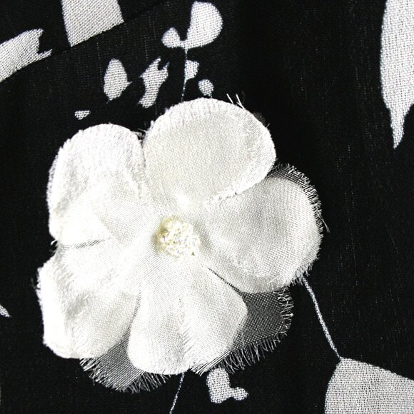 VINTAGE J. RIBKOFF COUTURE Dress Sheath Black White Dimensional Floral Midi 10 - Picture 3 of 12